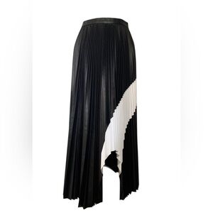 Proenza Schouler Black and White Leather Asymmetrical Accordion Skirt - Size 6
